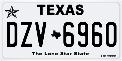 TX license plate DZV6960