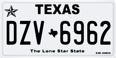 TX license plate DZV6962