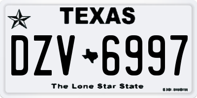 TX license plate DZV6997