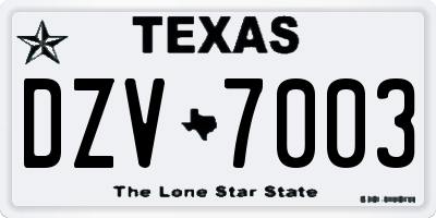 TX license plate DZV7003