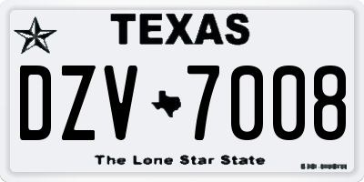 TX license plate DZV7008
