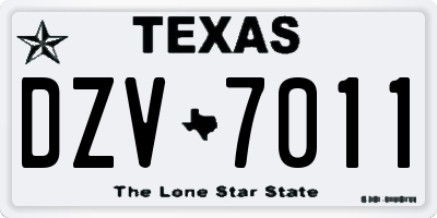 TX license plate DZV7011