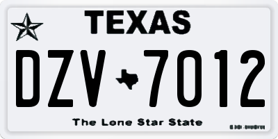 TX license plate DZV7012