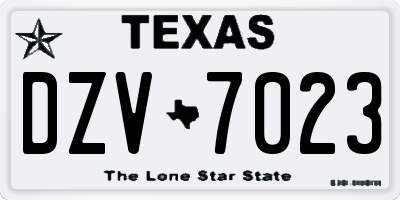 TX license plate DZV7023