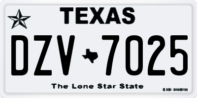 TX license plate DZV7025