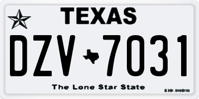 TX license plate DZV7031