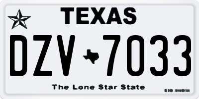 TX license plate DZV7033