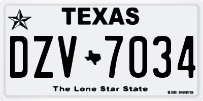 TX license plate DZV7034