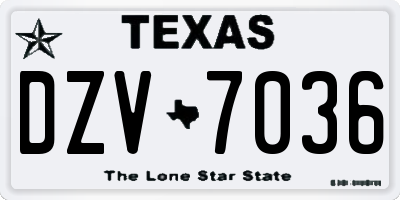 TX license plate DZV7036