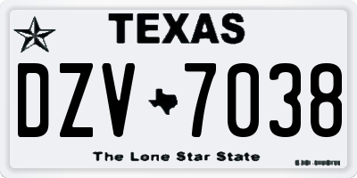 TX license plate DZV7038