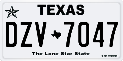 TX license plate DZV7047