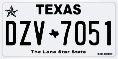 TX license plate DZV7051