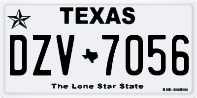 TX license plate DZV7056
