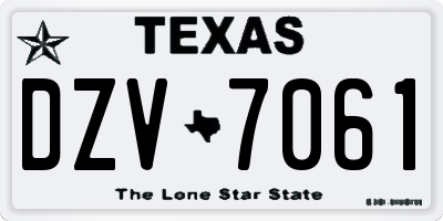 TX license plate DZV7061