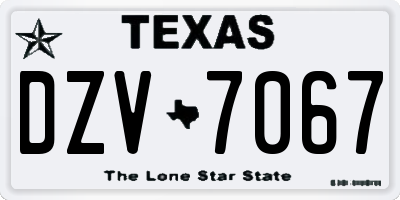 TX license plate DZV7067