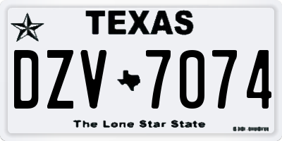 TX license plate DZV7074