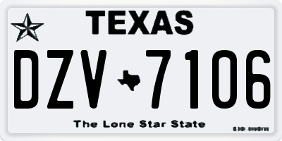 TX license plate DZV7106