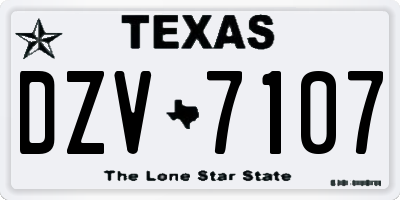 TX license plate DZV7107