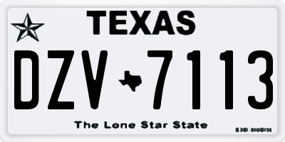 TX license plate DZV7113