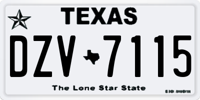 TX license plate DZV7115