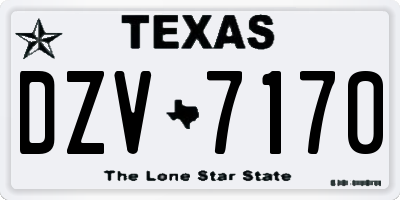 TX license plate DZV7170