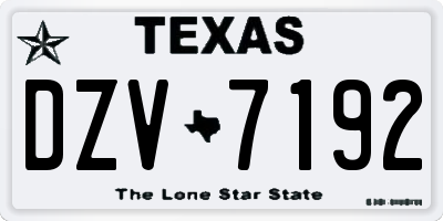 TX license plate DZV7192