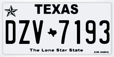 TX license plate DZV7193