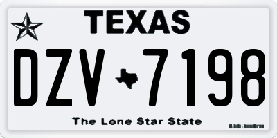 TX license plate DZV7198