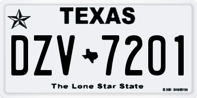 TX license plate DZV7201