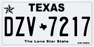 TX license plate DZV7217
