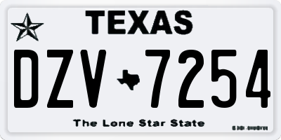 TX license plate DZV7254
