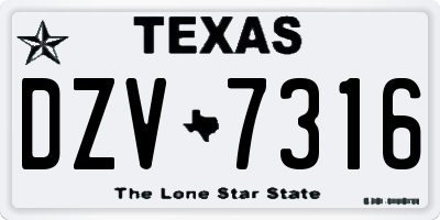 TX license plate DZV7316
