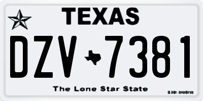 TX license plate DZV7381