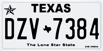TX license plate DZV7384