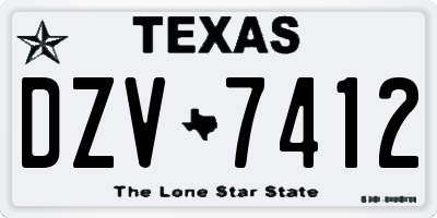 TX license plate DZV7412