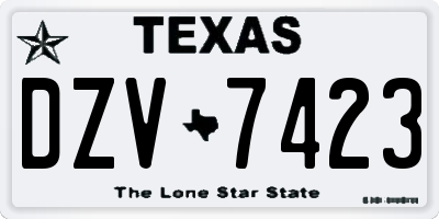 TX license plate DZV7423