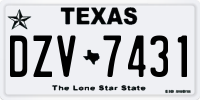 TX license plate DZV7431