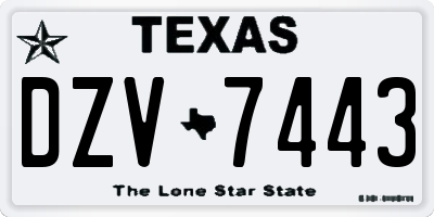 TX license plate DZV7443