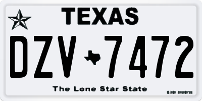 TX license plate DZV7472