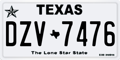 TX license plate DZV7476