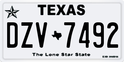 TX license plate DZV7492