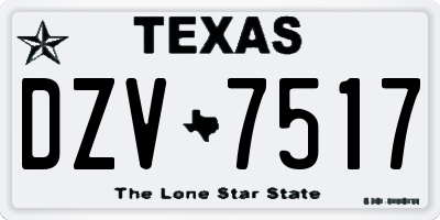 TX license plate DZV7517