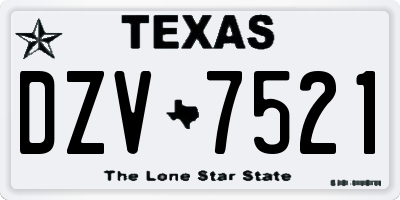 TX license plate DZV7521