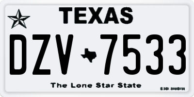 TX license plate DZV7533
