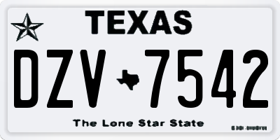 TX license plate DZV7542