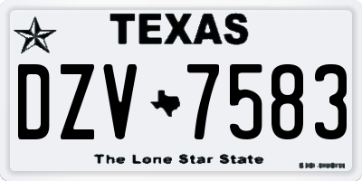 TX license plate DZV7583