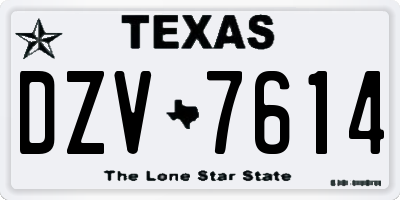 TX license plate DZV7614