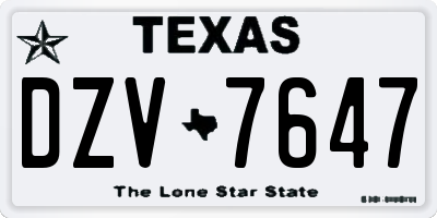 TX license plate DZV7647