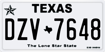 TX license plate DZV7648