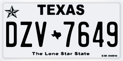 TX license plate DZV7649